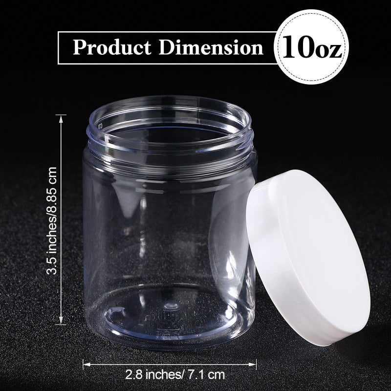 Patelai 4 Pieces Round Wide-mouth Leak Proof Plastic Container Jars with Lids for Travel Storage Makeup Beauty Products Face Creams Oils Salves Ointments DIY Making(10 Ounce,White) - Image 2