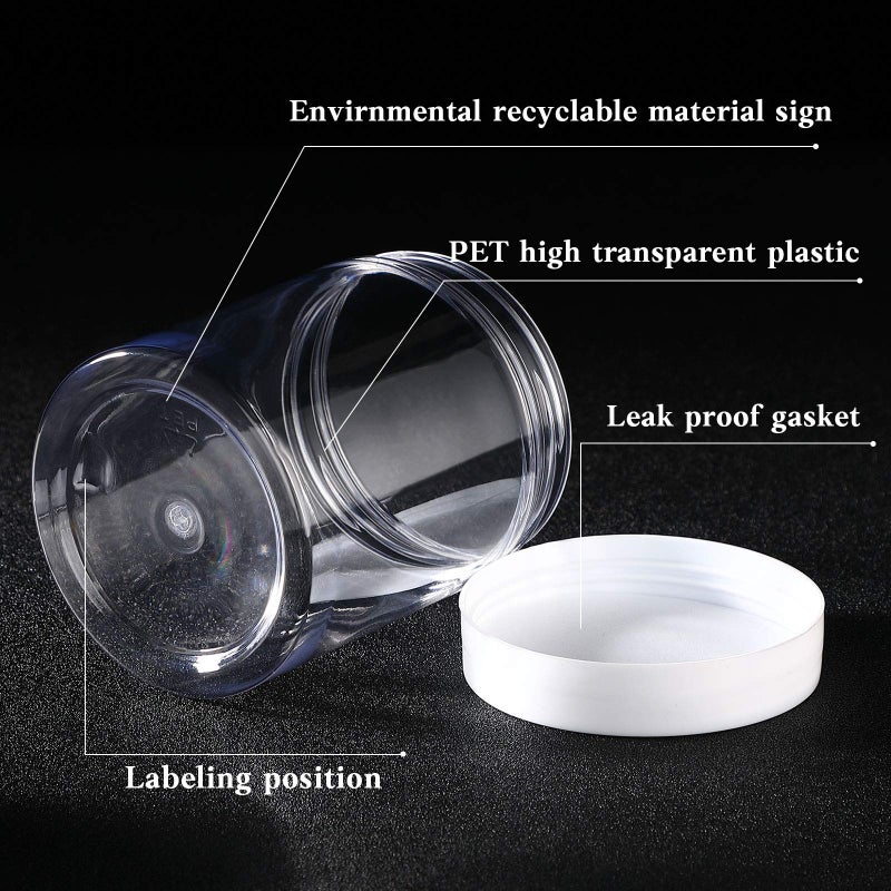 Patelai 4 Pieces Round Wide-mouth Leak Proof Plastic Container Jars with Lids for Travel Storage Makeup Beauty Products Face Creams Oils Salves Ointments DIY Making(10 Ounce,White) - Image 3