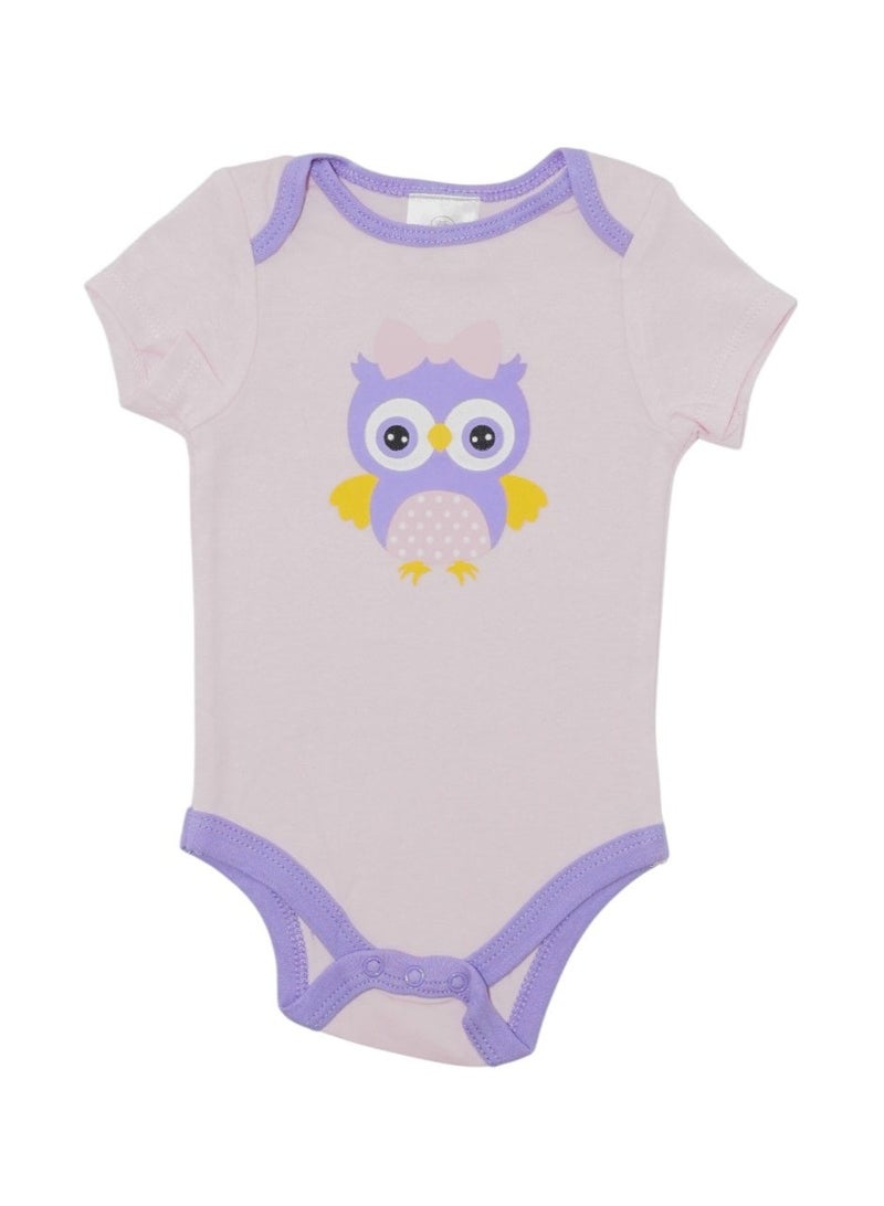 Bambimici Purple Owl Printed Short Sleeve with Pyjama 3-Piece - Image 4