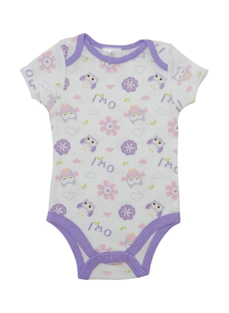 بمبىمىشى Bambimici Purple Owl Printed Short Sleeve with Pyjama 3-Piece