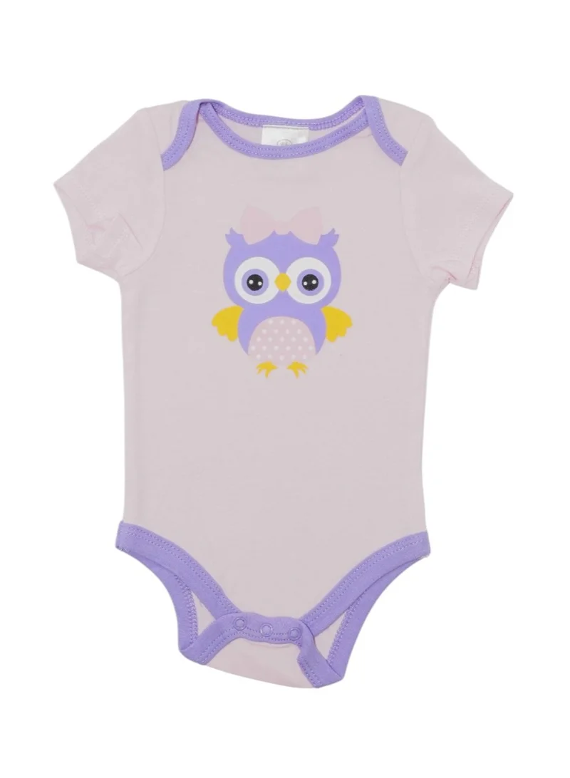 بمبىمىشى Bambimici Purple Owl Printed Short Sleeve with Pyjama 3-Piece