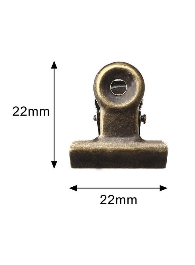 SUMAJU 100 Pcs Metal Hinge Clips, Bronze Small Bulldog Clips With Hole For Photos, Tags Bags, Shops, Office,Papers And Price Tag (0.87Inch/22Mm) - Image 2