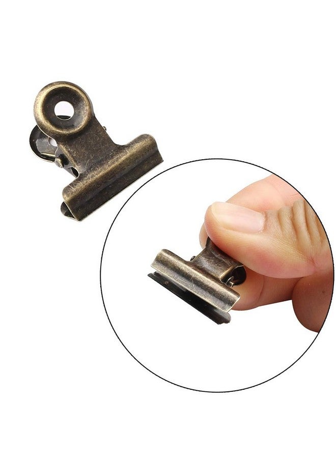 SUMAJU 100 Pcs Metal Hinge Clips, Bronze Small Bulldog Clips With Hole For Photos, Tags Bags, Shops, Office,Papers And Price Tag (0.87Inch/22Mm) - Image 3