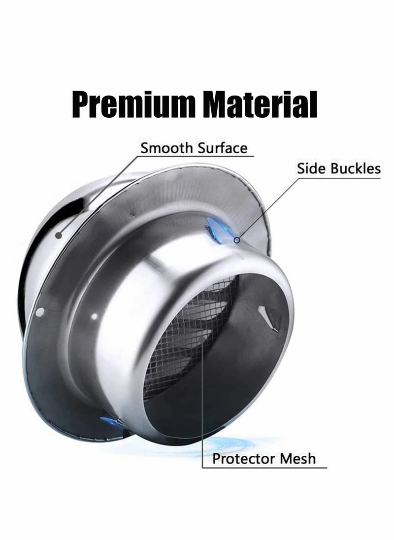 Y&D - Soffit Air Vent, 304 Stainless Steel Round Type Bull Nosed External Extractor, 6 Inch Wall Ventilation Grille Screen Hood Built-in Mesh - Image 1