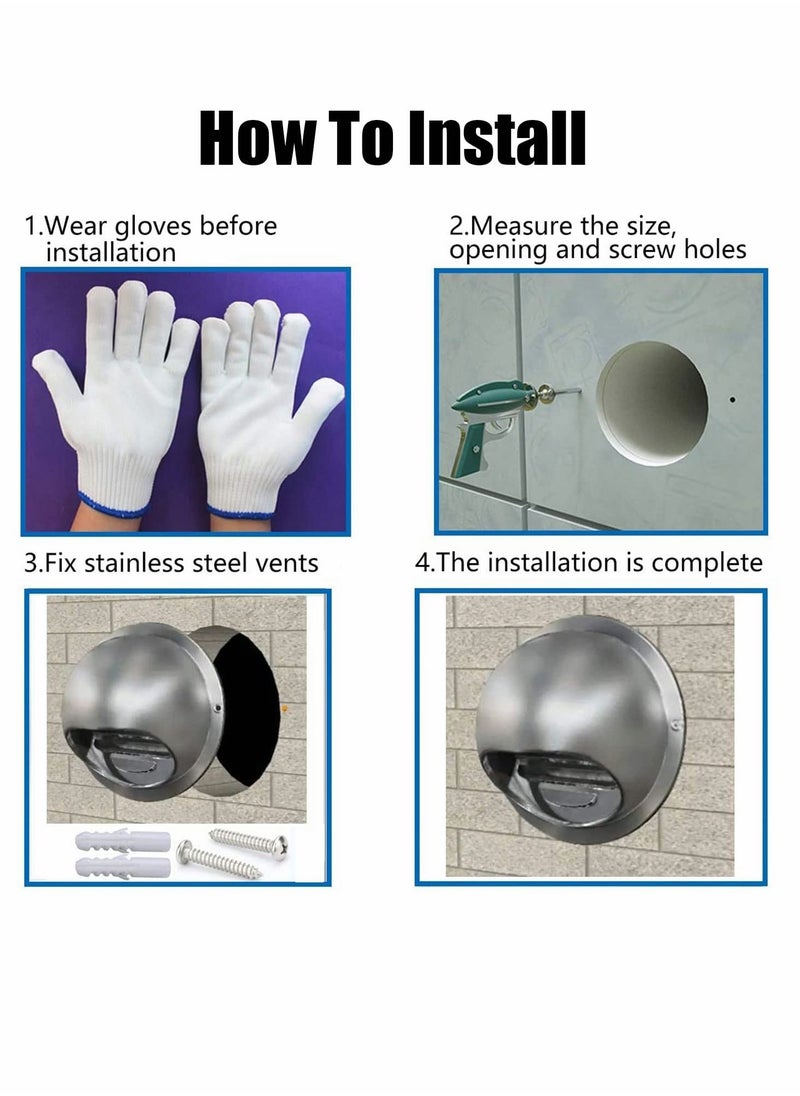 Y&D - Soffit Air Vent, 304 Stainless Steel Round Type Bull Nosed External Extractor, 6 Inch Wall Ventilation Grille Screen Hood Built-in Mesh - Image 1