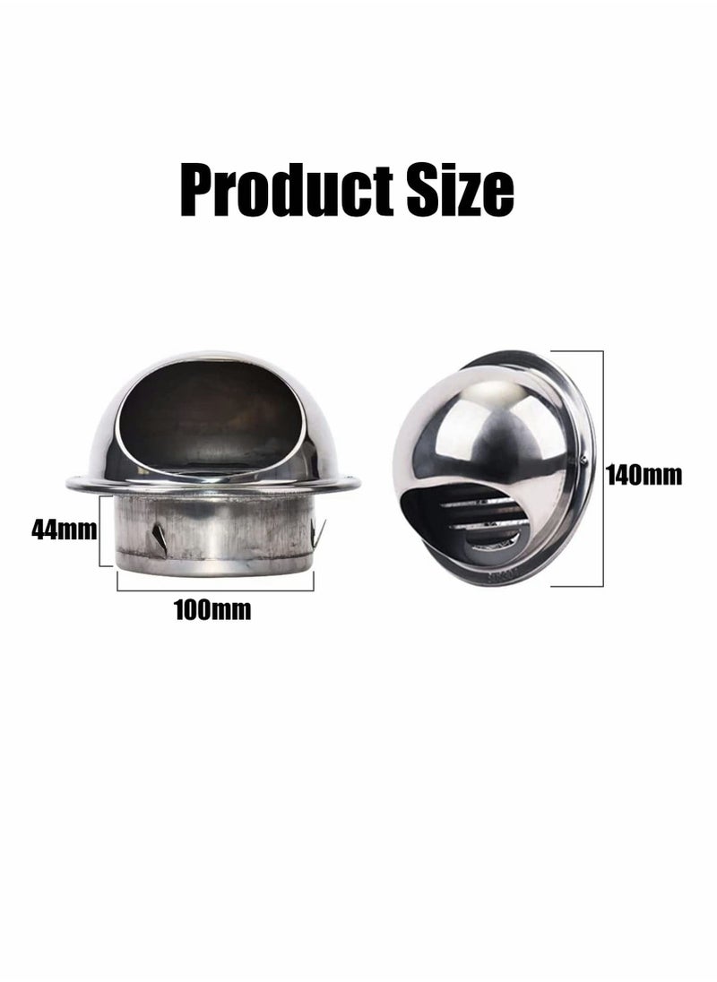 Y&D - Soffit Air Vent, 304 Stainless Steel Round Type Bull Nosed External Extractor, 6 Inch Wall Ventilation Grille Screen Hood Built-in Mesh - Image 1