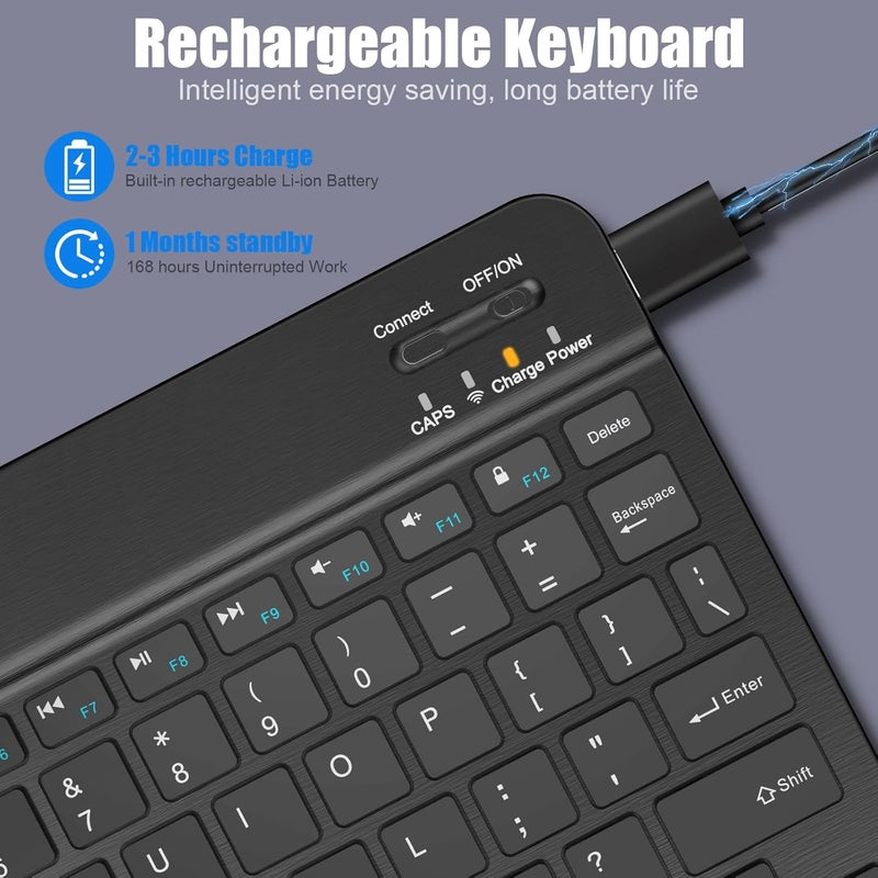 NOOX Bluetooth Keyboard for iPad A16 11th 10th Generation, iPad Pro 13/12/11/10/9/8/7 inch, iPad Air 13/11th Gen, iPad mini Tablets, etc. - Slim Wireless Portable Travel Office Computer Accessories - Image 2