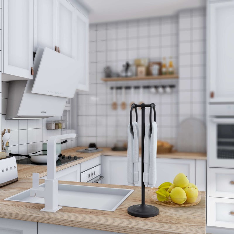 BGL Hand Towel Holder Stand for Bathroom, Hand Towel Stand for Bathroom Counter, Free Standing Towel Racks for Bathroom with Weighted Base,Matte Black - Image 4