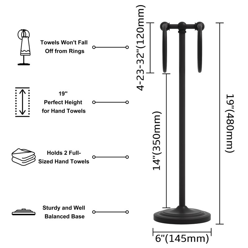 BGL Hand Towel Holder Stand for Bathroom, Hand Towel Stand for Bathroom Counter, Free Standing Towel Racks for Bathroom with Weighted Base,Matte Black - Image 2