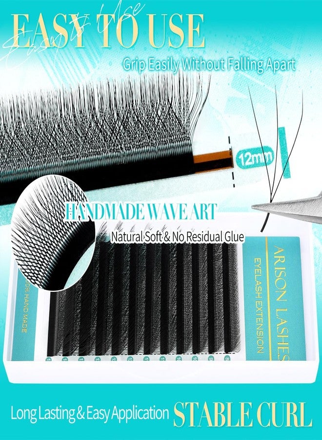 ARISON LASHES W Shape Lashes Premade Fans Volume Eyelash Extension Supplies Natural Soft Volume 0.07mm L Curl Matte Black Cluster Easy Fanning False Lashes(W-3D-0.07-L-8-15mix) - Image 3