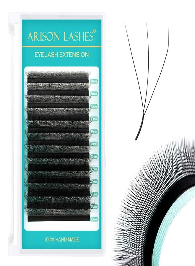 ARISON LASHES W Shape Lashes Premade Fans Volume Eyelash Extension Supplies Natural Soft Volume 0.07mm L Curl Matte Black Cluster Easy Fanning False Lashes(W-3D-0.07-L-8-15mix) - Image 1