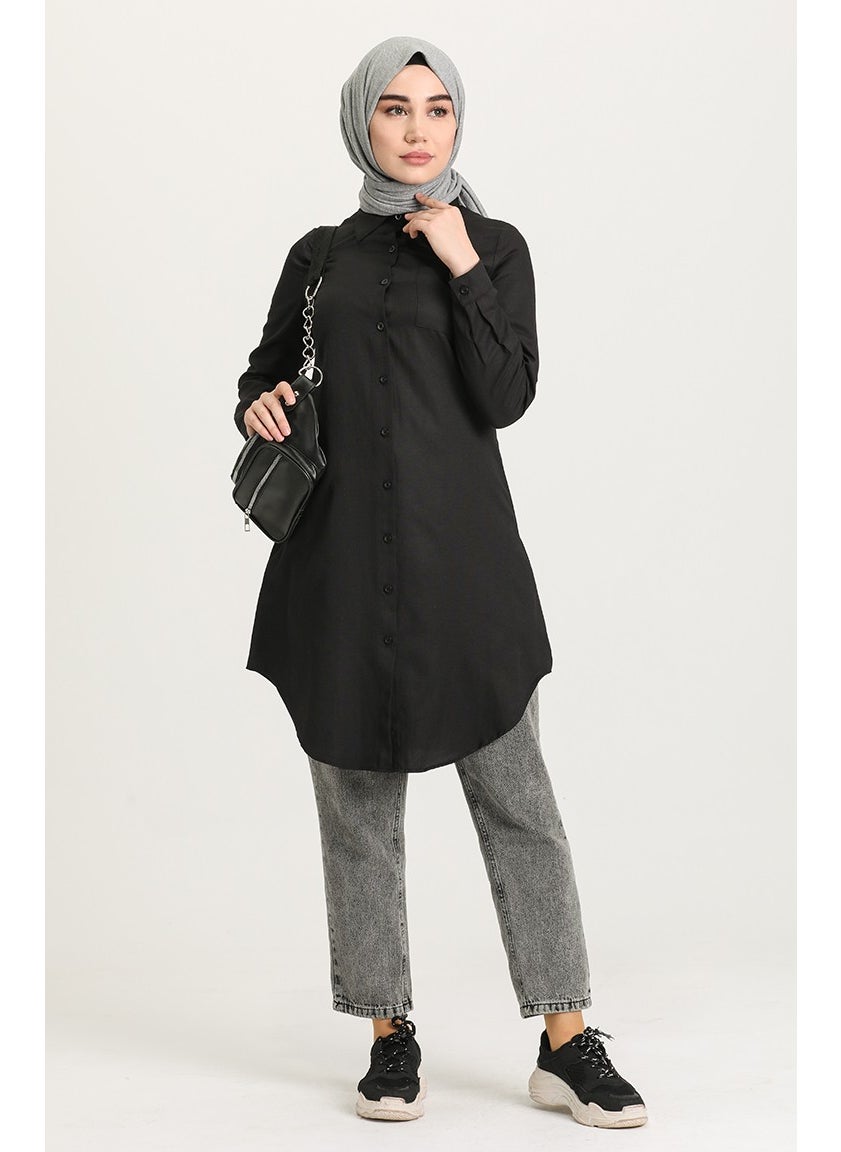 Sefa Merve - Pocket Buttoned Tunic 6472-14 Black - Image 1