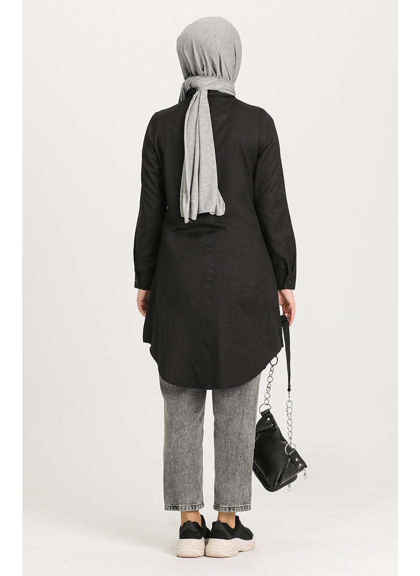 Sefa Merve - Pocket Buttoned Tunic 6472-14 Black - Image 1