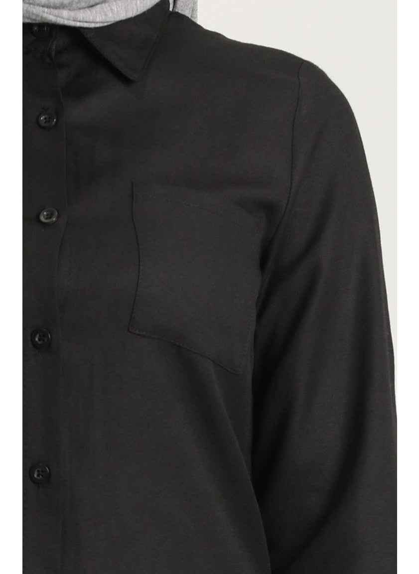 Sefa Merve - Pocket Buttoned Tunic 6472-14 Black - Image 1
