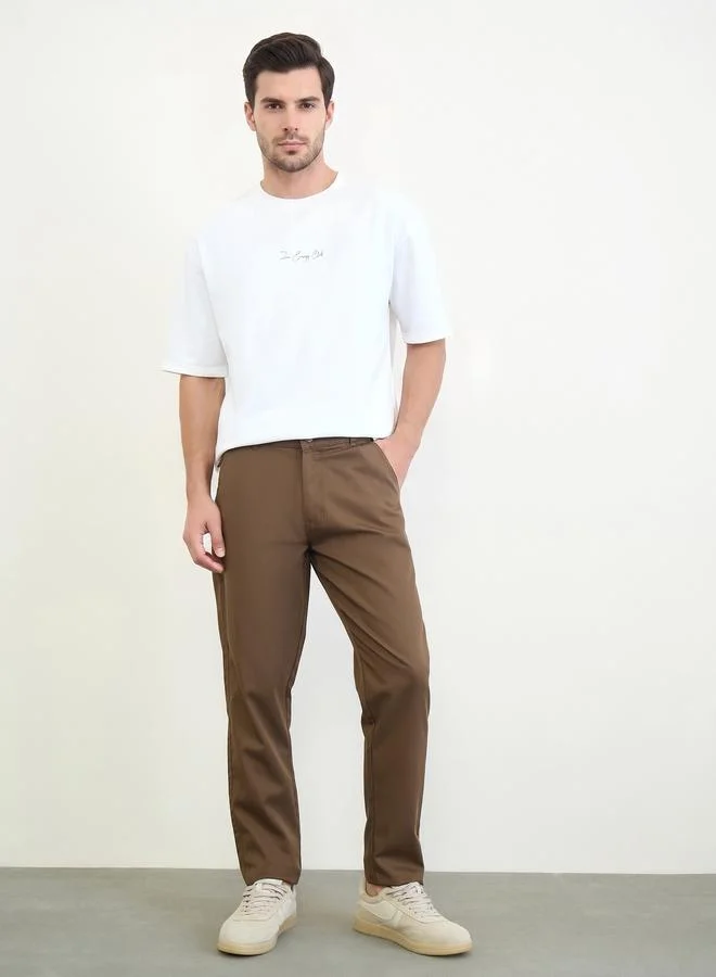 Men Regular Fit Solid Cotton Pants
