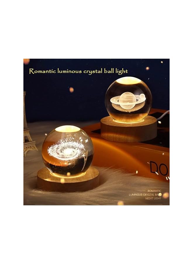 3D Crystal Ball Nightlight Decolamp, 80mm (3.15in) Solar System Model Decor with LED lamp Base, Cool Desk Decor Best Birthday Gifts for Kids Girls Boys Dad Friends Teachers (Solar System) - Image 4