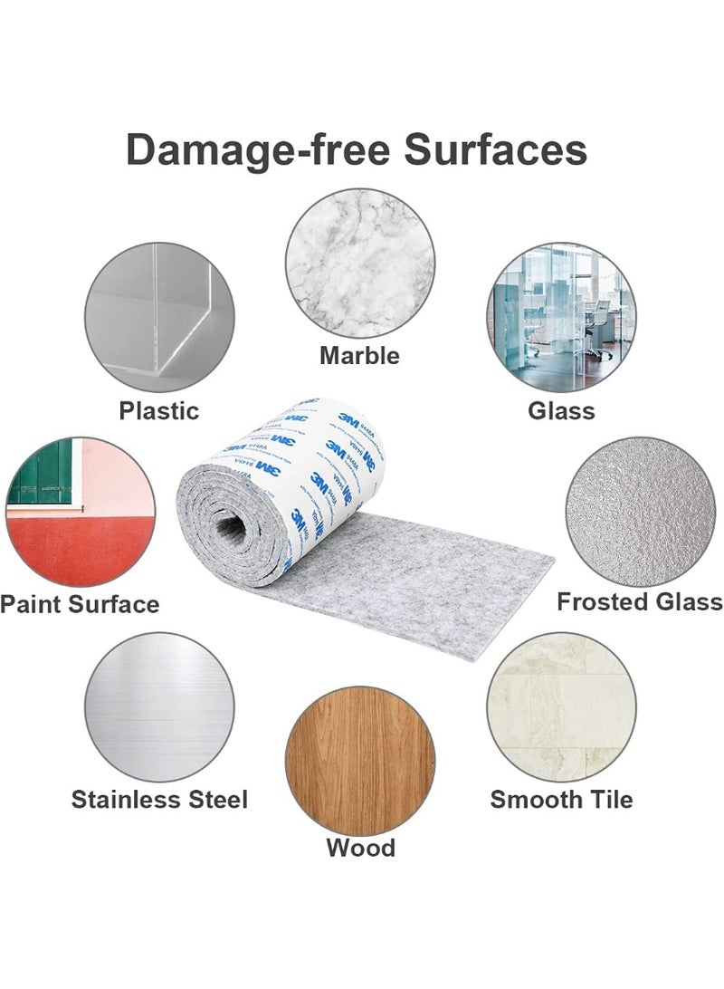 Peachjoy Furniture Felt Pad Strip Roll - Self Adhesive Floor Protector Including 100cm x 10cm Set and 100cm x 2cm Sets - Heavy Duty Tape for Chair Table (Light Gray) - Image 5