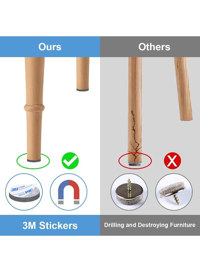 Peachjoy Furniture Felt Pad Strip Roll - Self Adhesive Floor Protector Including 100cm x 10cm Set and 100cm x 2cm Sets - Heavy Duty Tape for Chair Table (Light Gray) - Image 3