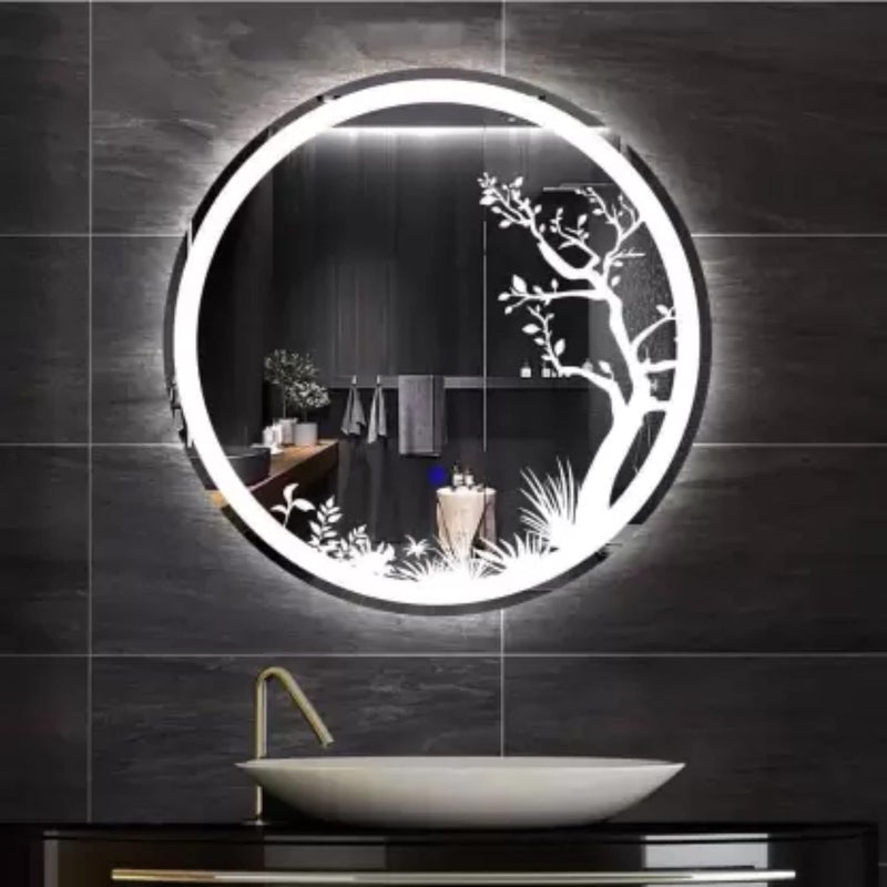 PRINCE ART LED Mirror Glass Bathroom Wall Full Size Length Home Decor Light Mirror for Bedroom Living Room Dressing Room Hall Wash Basin Makeup Room Size 21x21 Inch AZ19 - Image 1