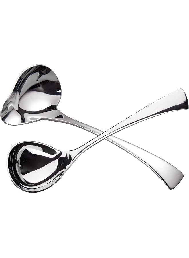 S-TOP 7" Sauce Drizzle Spoon 7.5" Gravy Soup Spoon 18/10 Stainless Steel, Set of 2 - Image 1