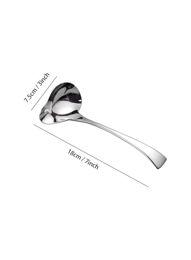 S-TOP 7" Sauce Drizzle Spoon 7.5" Gravy Soup Spoon 18/10 Stainless Steel, Set of 2 - Image 2