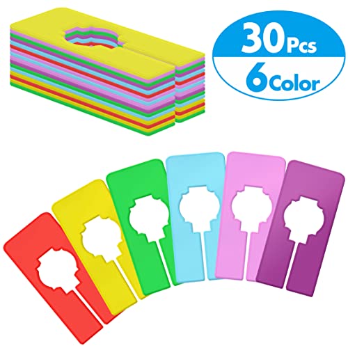 Vantasii 30 PCS Closet Rack Dividers, 6 Colors Rectangular Clothing Hanger Dividers with a Bonus Marker, Writable & Reusable for Sorting Clothes Size, Color Brand - Image 2