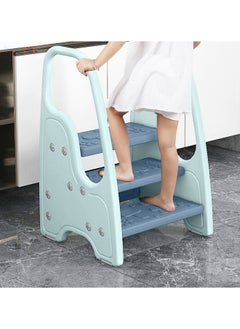 CCOVERY 3 Layers Children's Stool Multifunctional Portable Step Stool Non-Slip Kids Step Stool 46x43.5x71cm Blue  - Image 1