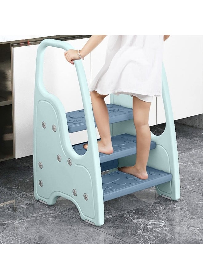 CCOVERY 3 Layers Children's Stool Multifunctional Portable Step Stool Non-Slip Kids Step Stool 46x43.5x71cm Blue  - Image 1