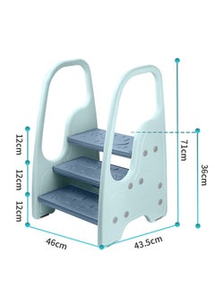 CCOVERY 3 Layers Children's Stool Multifunctional Portable Step Stool Non-Slip Kids Step Stool 46x43.5x71cm Blue  - Image 2