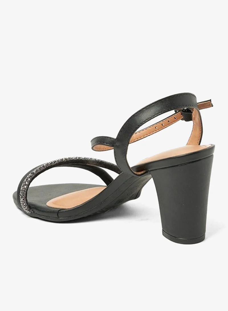 VIZZANO Black Block Heel Sandals for Women – Stylish Ladies Heels Sandals for Everyday Wear for Women | Best Price UAE