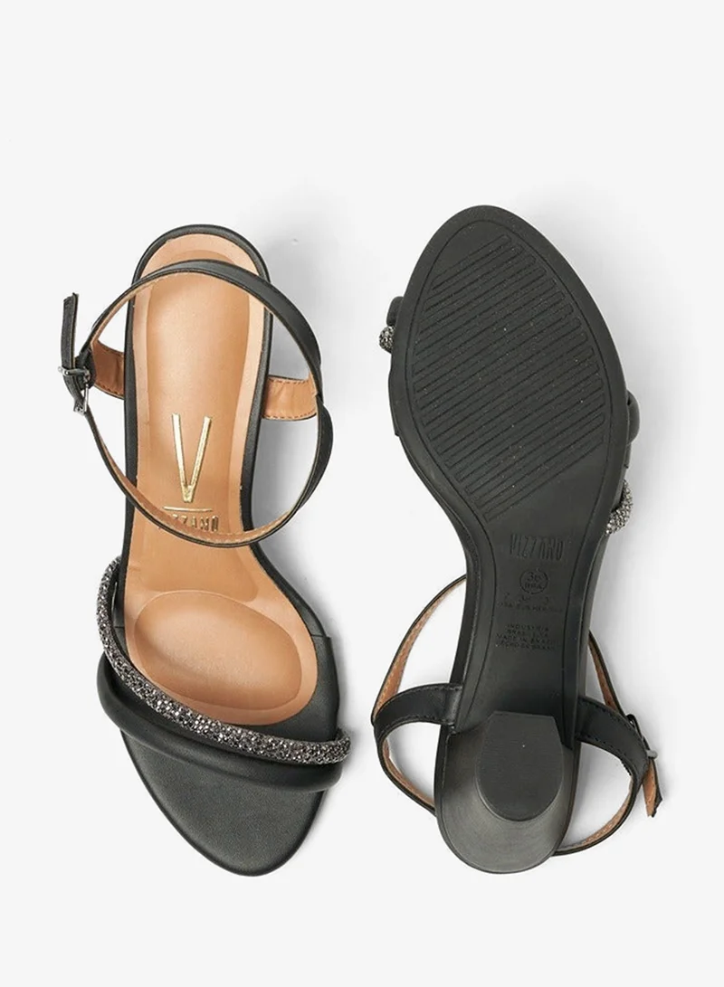 VIZZANO Black Block Heel Sandals for Women – Stylish Ladies Heels Sandals for Everyday Wear for Women | Best Price UAE