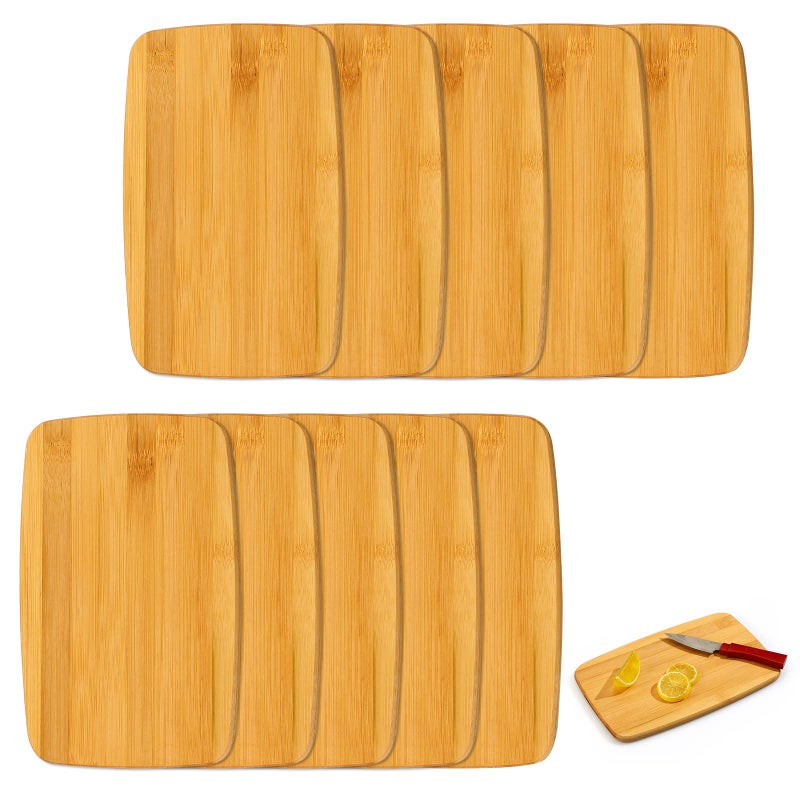 Yinkin 10 Pcs Wood Cutting Board Bamboo Wooden Chopping Board Charcuterie Serving Tray Bulk Laser Engraving Blanks for Pizza Bread Cheese Fruit Kitchen DIY Personalized Housewarming Gifts 6 x 9 Inch