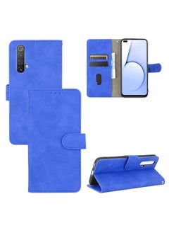 HuHa Case Cover For Realme X50 / X50 5G Solid Color Skin Feel Magnetic Buckle Horizontal Flip Calf Texture PU Leather Case with Holder & Card Slots & Wallet Blue 