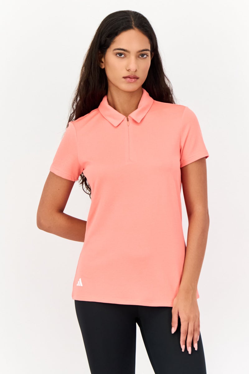 Adidas Women Sportswear Fit Short Sleeve Outdoor Polo, Coral  - Image 1
