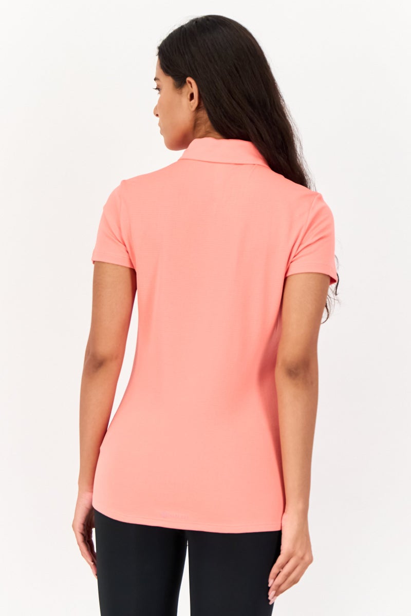Adidas Women Sportswear Fit Short Sleeve Outdoor Polo, Coral  - Image 2