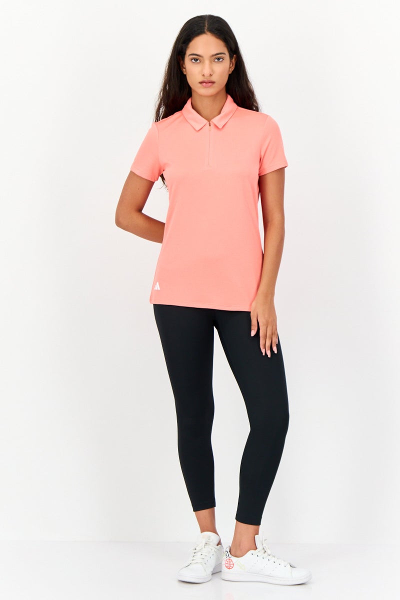 Adidas Women Sportswear Fit Short Sleeve Outdoor Polo, Coral  - Image 3