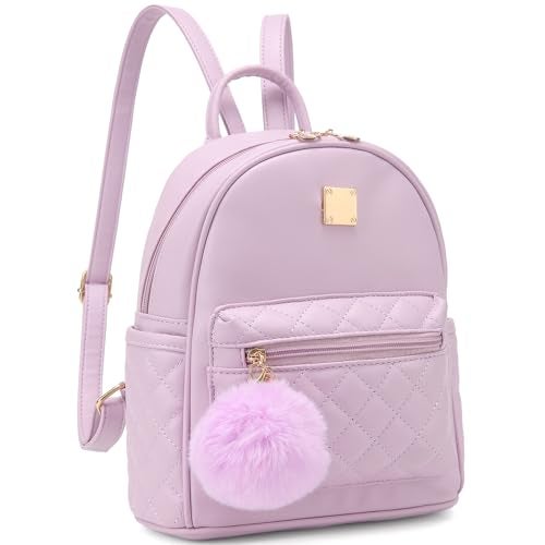 Barsine Girls Fashion Mini Backpack Purse Small Cute Plaid Leather Women Backpacks Little Bag (Purple) - Image 1