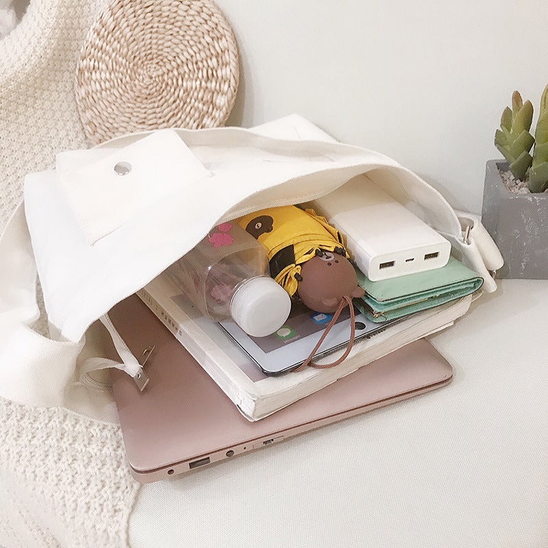 Student Canvas Bag Female Large Capacity Korean Style Crossbody Bag Work Clothing Ins Literary Shoulder Bag Student Class Bag - Image 5