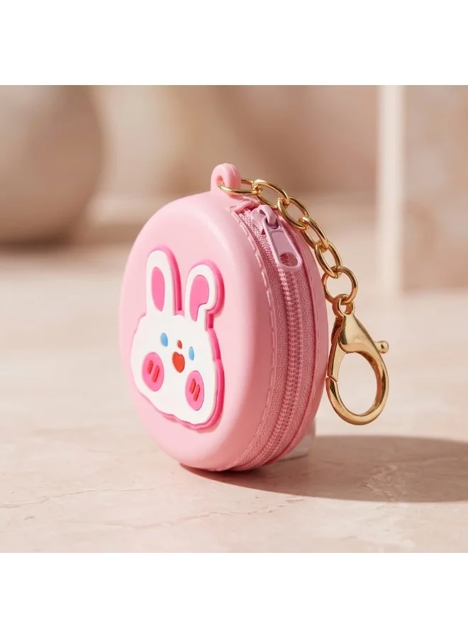 Mobcos Pink Rabbit MOBCOS Mini Pouch Keychain – Cute Round Zipper Coin Purse & Multipurpose Mini Storage Bag with Keyring for Coins, Cash, Keys and Small Essentials | Pink Rabbit  | Best Price UAE