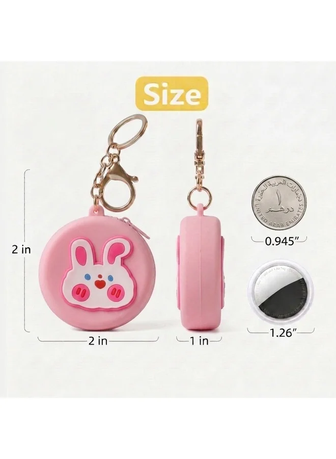 Mobcos Pink Rabbit MOBCOS Mini Pouch Keychain – Cute Round Zipper Coin Purse & Multipurpose Mini Storage Bag with Keyring for Coins, Cash, Keys and Small Essentials | Pink Rabbit  | Best Price UAE