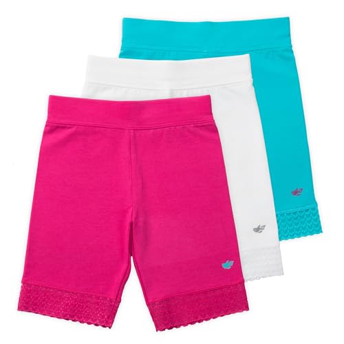 Lucky Me Lucky & Me Girls Bike Shorts, Super Soft Cotton Modal Blend with Lace Trim, Jada 3 Pack, Bright, Size 4-5 Years - Image 1
