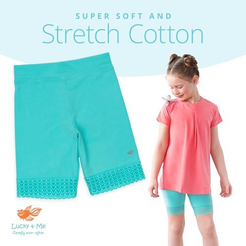 Lucky Me Lucky & Me Girls Bike Shorts, Super Soft Cotton Modal Blend with Lace Trim, Jada 3 Pack, Bright, Size 4-5 Years - Image 4