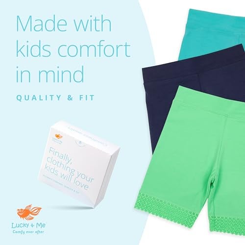 Lucky Me Lucky & Me Girls Bike Shorts, Super Soft Cotton Modal Blend with Lace Trim, Jada 3 Pack, Bright, Size 4-5 Years - Image 5
