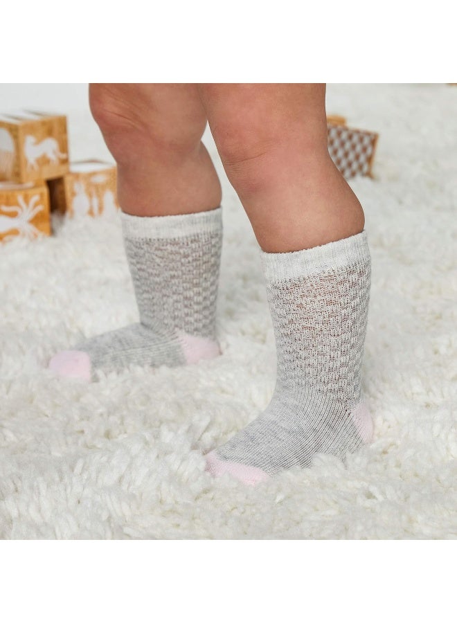 Fruit of the Loom Baby 6-Pack All Weather Crew-Length Socks, Mesh & Thermal Stretch - Unisex, Girls, Boys (0-6 Months, Pink) - Image 2