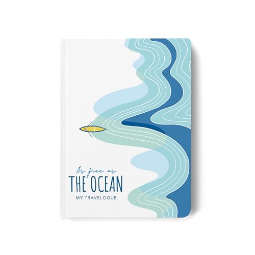 The Journal Lab My Travelogue Travel Journal Scrapbook for Adults & Kids | Travel Diary with Pockets | Space for Fun Prompts | Travel Memories Best for Travel Gifts |176 pages Ocean - Image 1
