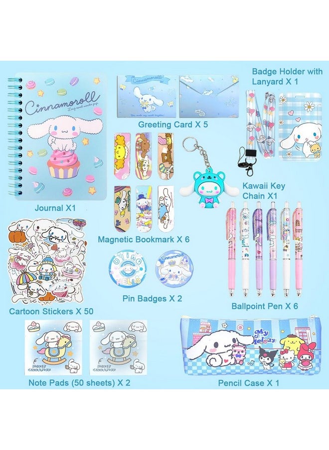Climberty Climberty® 26Pcs Kawaii Cinnamoroll School Supplies Set, Kawaii Stationery Supplies Set with Notebook, Pencil Pouch, Click Pens, Cinnamoroll Stickers, Stationery Items Return Gift for Kids Birthday  - Image 2