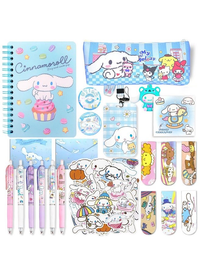 Climberty Climberty® 26Pcs Kawaii Cinnamoroll School Supplies Set, Kawaii Stationery Supplies Set with Notebook, Pencil Pouch, Click Pens, Cinnamoroll Stickers, Stationery Items Return Gift for Kids Birthday  - Image 1