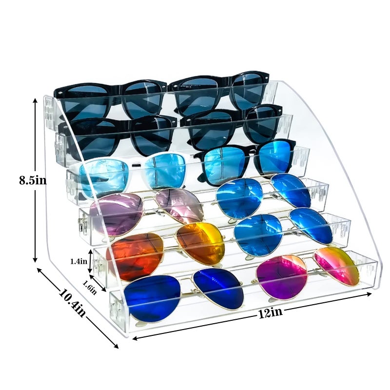 MineSign MineSign Sunglasses Organizer Clear Eyeglasses Display Case Sticker Display Tray For Glasses Tabletop Holder Stand (6 layer)  - Image 2