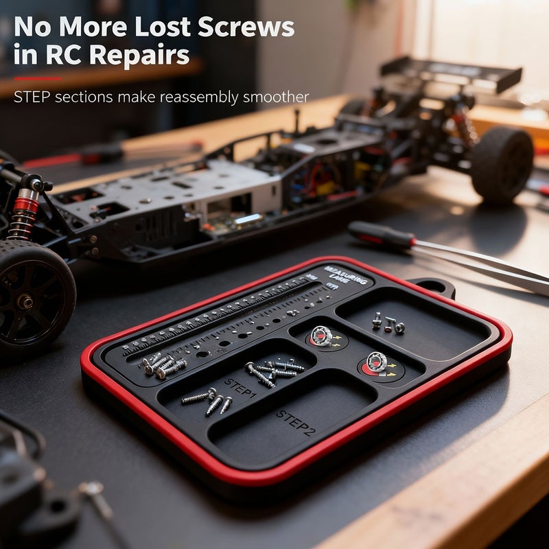 Pure Black HobbyPark RC Parts Screws Tray Compartment Screw Length And Diameter Gauge - Image 1