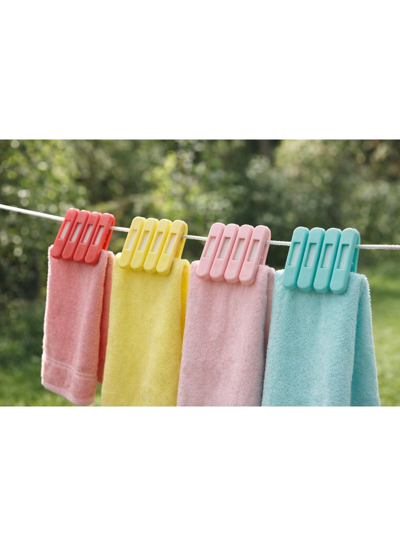 طقم مشابك غسيل بلاستيك متينة مانعة للانزلاق بتصميم مسطح لا يترك أثراً على الملابس، 20 قطعة - ألوان باستيل متعددة - Image 2